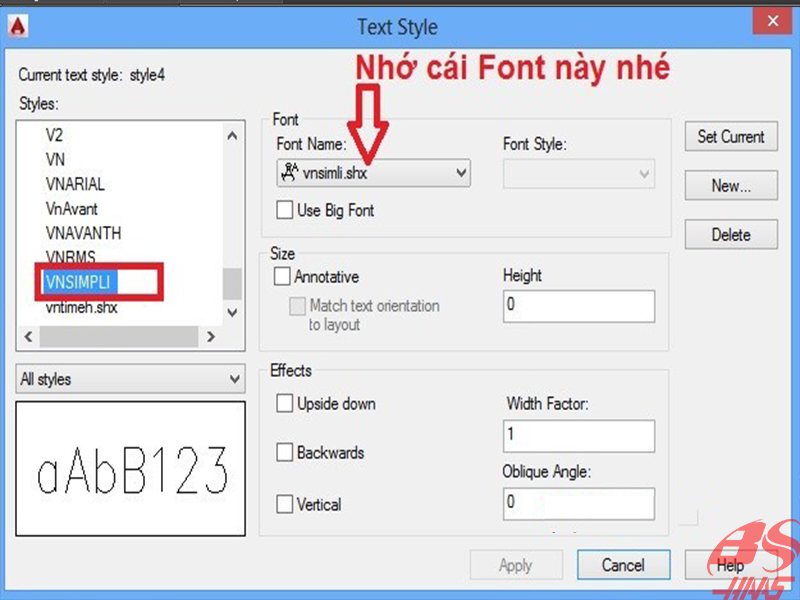 Cách 2 khắc phục lỗi font autoCAD