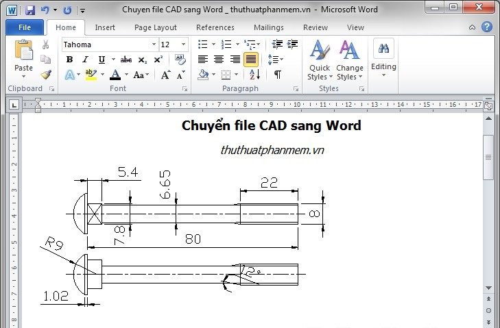 Phần mềm chuyển Cad sang Word